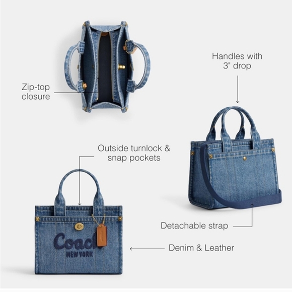 COACH Mini Denim Cargo Tote 20 - Picture 5 of 6